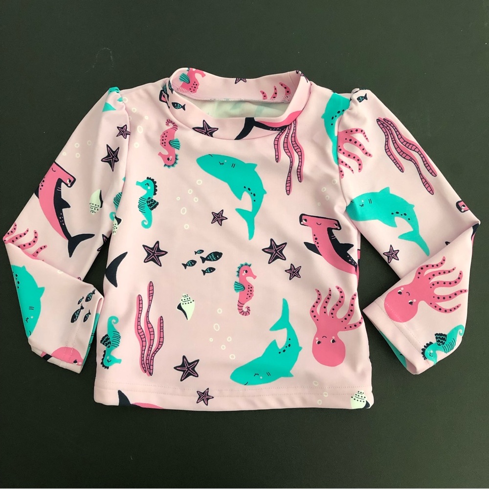 Carter’s Pink Sea Animals Long Sleeved Rash Guard Size 12 Months